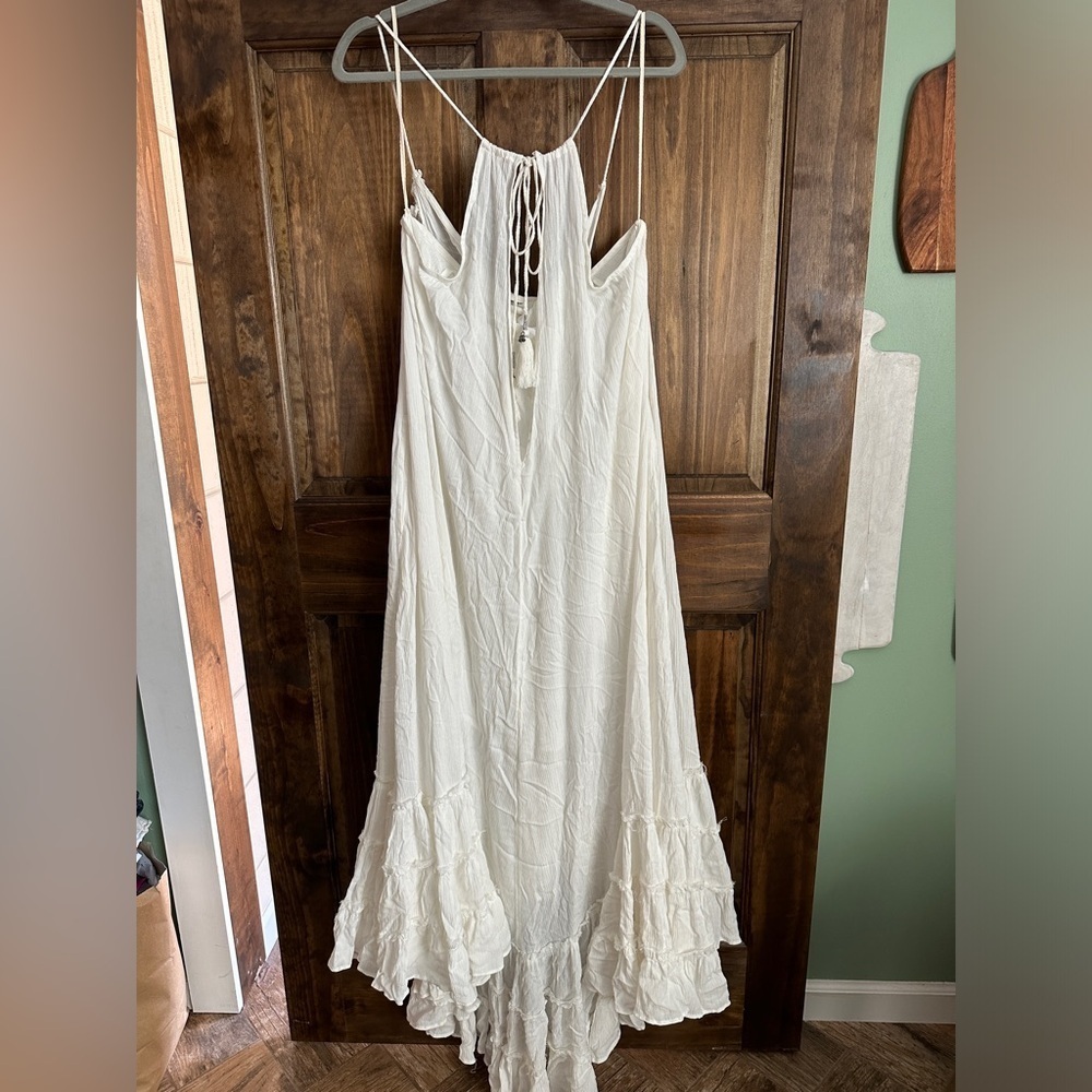 Free People Cream Ruffled Midi Dress - Picture 7 of 9
